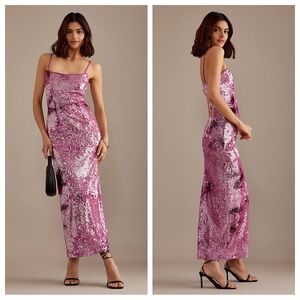 Bardot infinite Pink Sequin Midi Dress